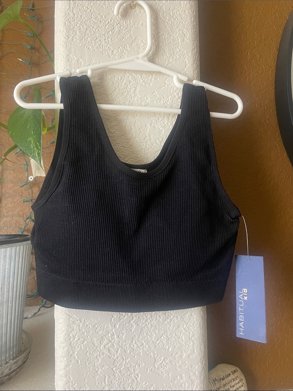 Habitual Black Ribbed Scoop Sports Bra